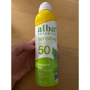 New Alba Botanica Sensitive Sunscreen Spray SPF 50 Fragrance Free 5oz